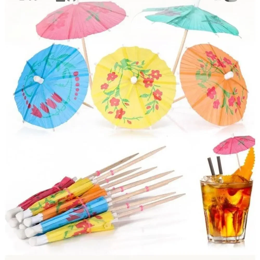 Cocktail Parasol Drink Umbrella Picks NWOT 125 pcs Cocktail Paper Toothpick Luau